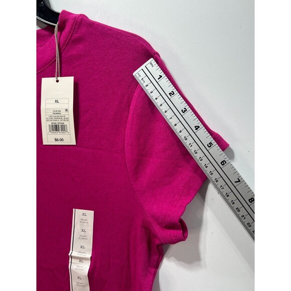 A New Day - Women's Slim Fit Short Sleeve Ribbed T-Shirt - Pink - Extra Large - Picture 9 of 15